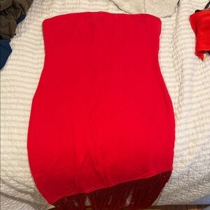 Elegant Red Strapless Dress